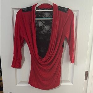 Red Lace-Back Women's Top